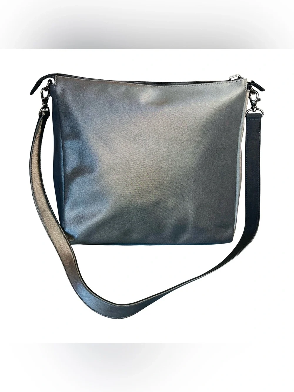Espirit Vintage 90s Silver Reversible Shoulder Bag Convertible Hobo Slouchy
